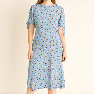 Anthropologie Faithful The Brand SZ 4 Erin Ditzy Print Midi Dress Blue